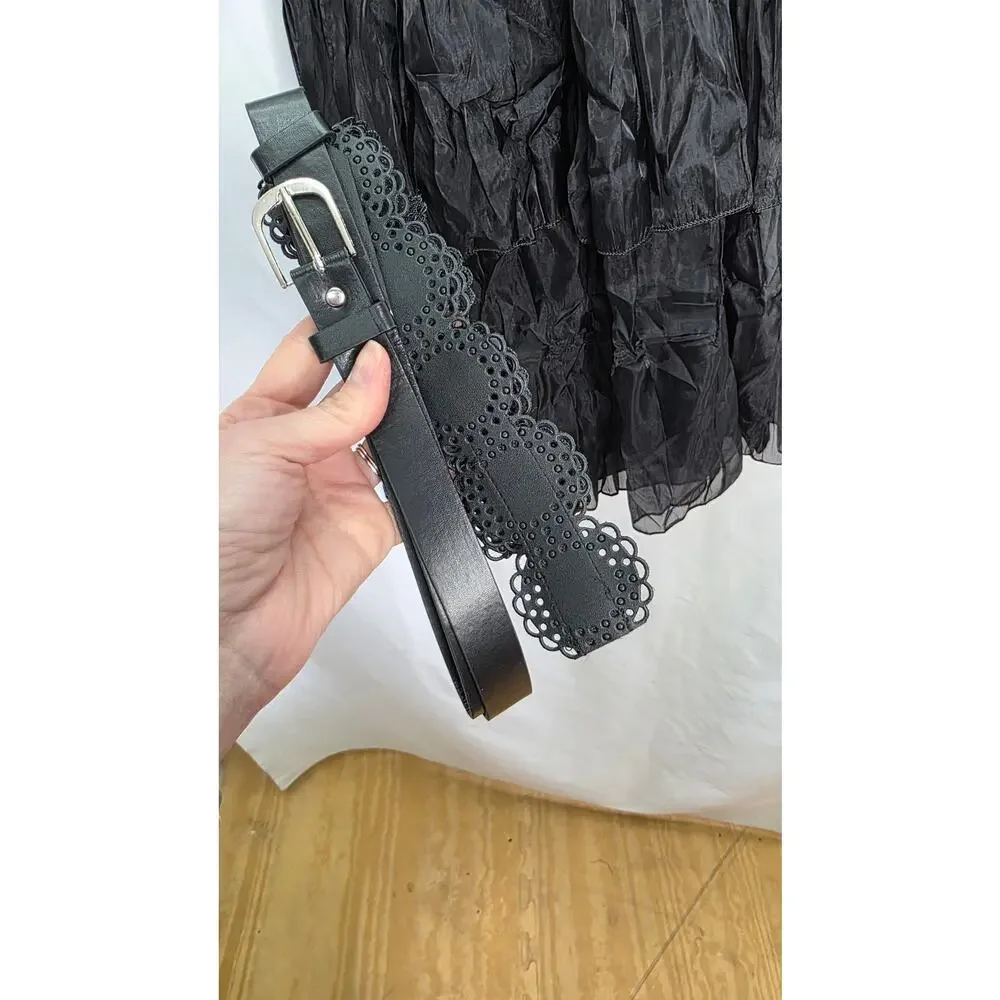 Kids Black Costume Goth Wednesday Halloween Cosplay Dress with Belt & Socks